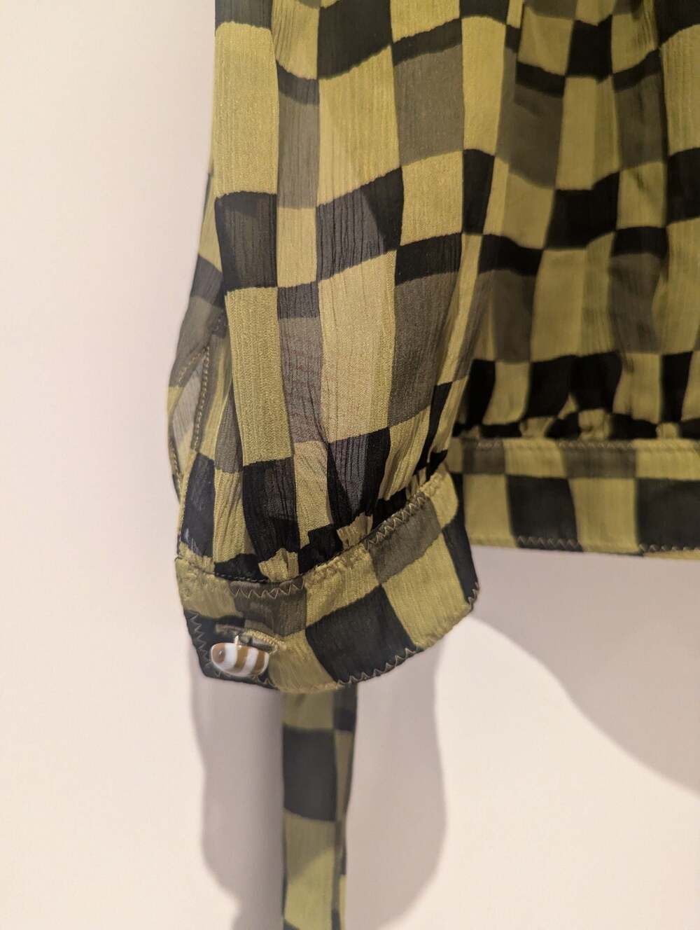 Marni Checkerboard Silk Georgette Sleeveless Bow Blouse - Picture 4 of 10